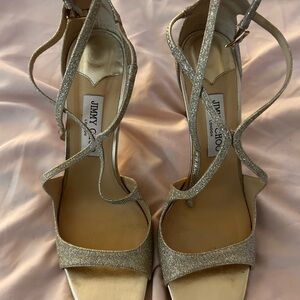 Jimmy Choo Glittering Gold Strappy Heels